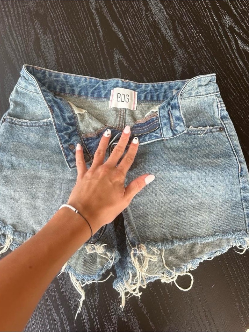 BDG Light Wash Frayed Hem Denim Shorts